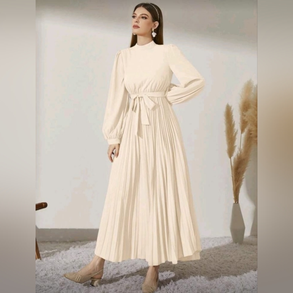 SHEIN Cream Long Sleeve Maxi Dress - Picture 1 of 12